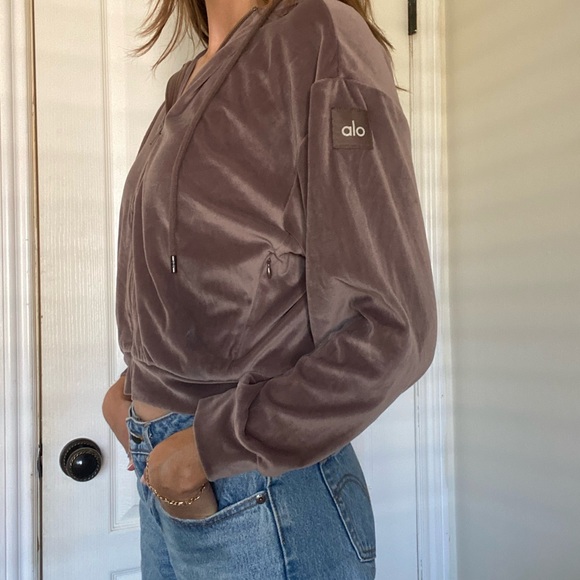 Alo yoga velour glimmer full zip hoodie - Picture 5 of 8